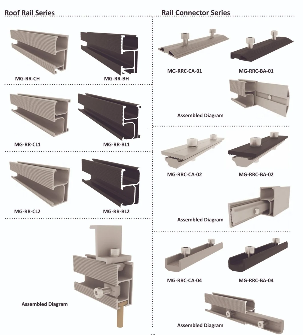 Rooftop Solar Panel Mounting Heavy Duty Roof Rails Aluminum PV Rail System